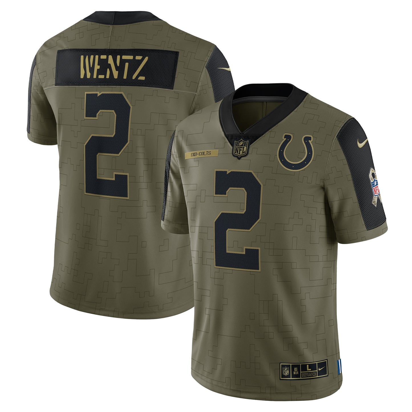 Carson Wentz Indianapolis Colts Nike 2021 Salute To Service Limited Player Jersey - Olive