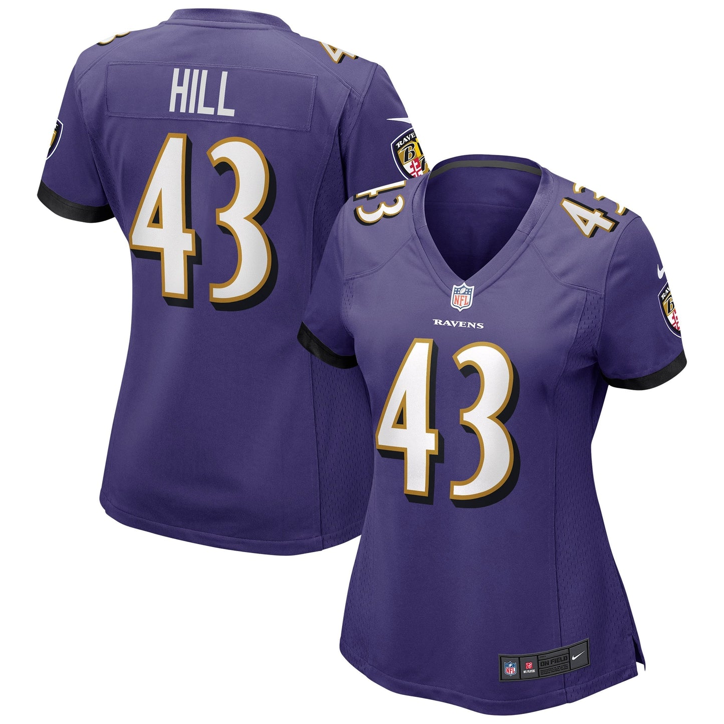 Women's Nike Justice Hill Purple Baltimore Ravens Game Jersey