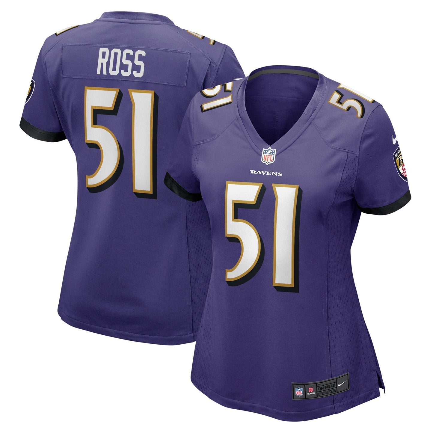 Women's Nike Josh Ross Purple Baltimore Ravens Game Player Jersey